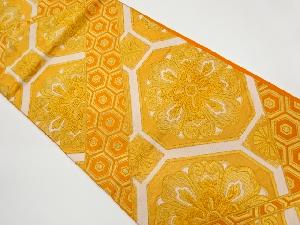 リサイクル　蜀江文に華紋・亀甲模様織出し袋帯